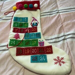 Festive Advent Calendar Stocking with Colorful Pockets